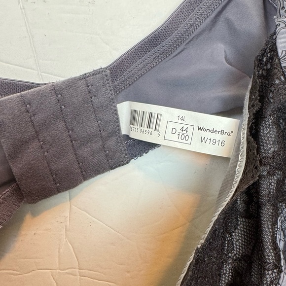 WonderBra NEW Printed Full Support Underwire Lace Top Cup Bra Plus Size 44D NWOT - Picture 7 of 15